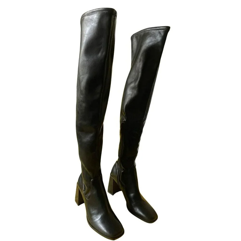 Open Edit Over the Knee Faux Leather Boots Size 7 NEW